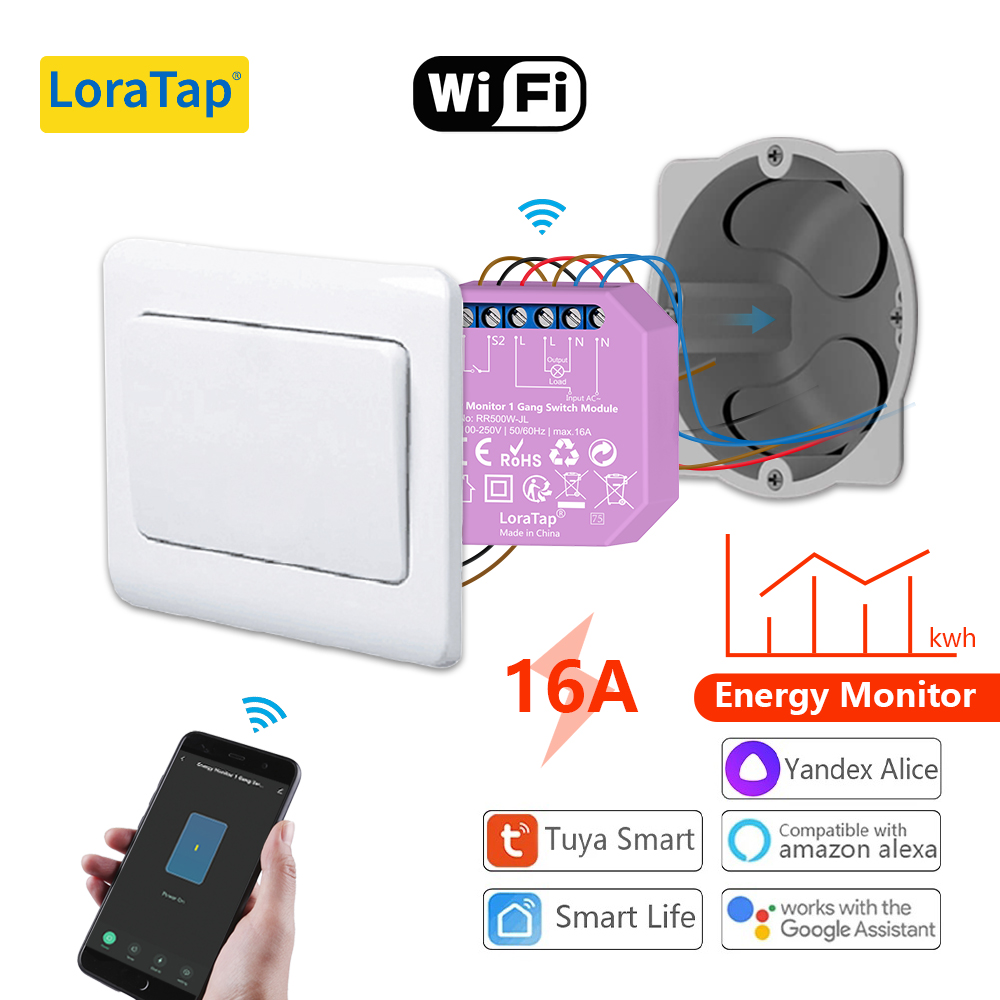 Tuya Mini Wifi Smart Switch 16a Temporizador de control de 2 vías Interruptores  inalámbricos Smart Life Automation Compatible con Alexa Google Home