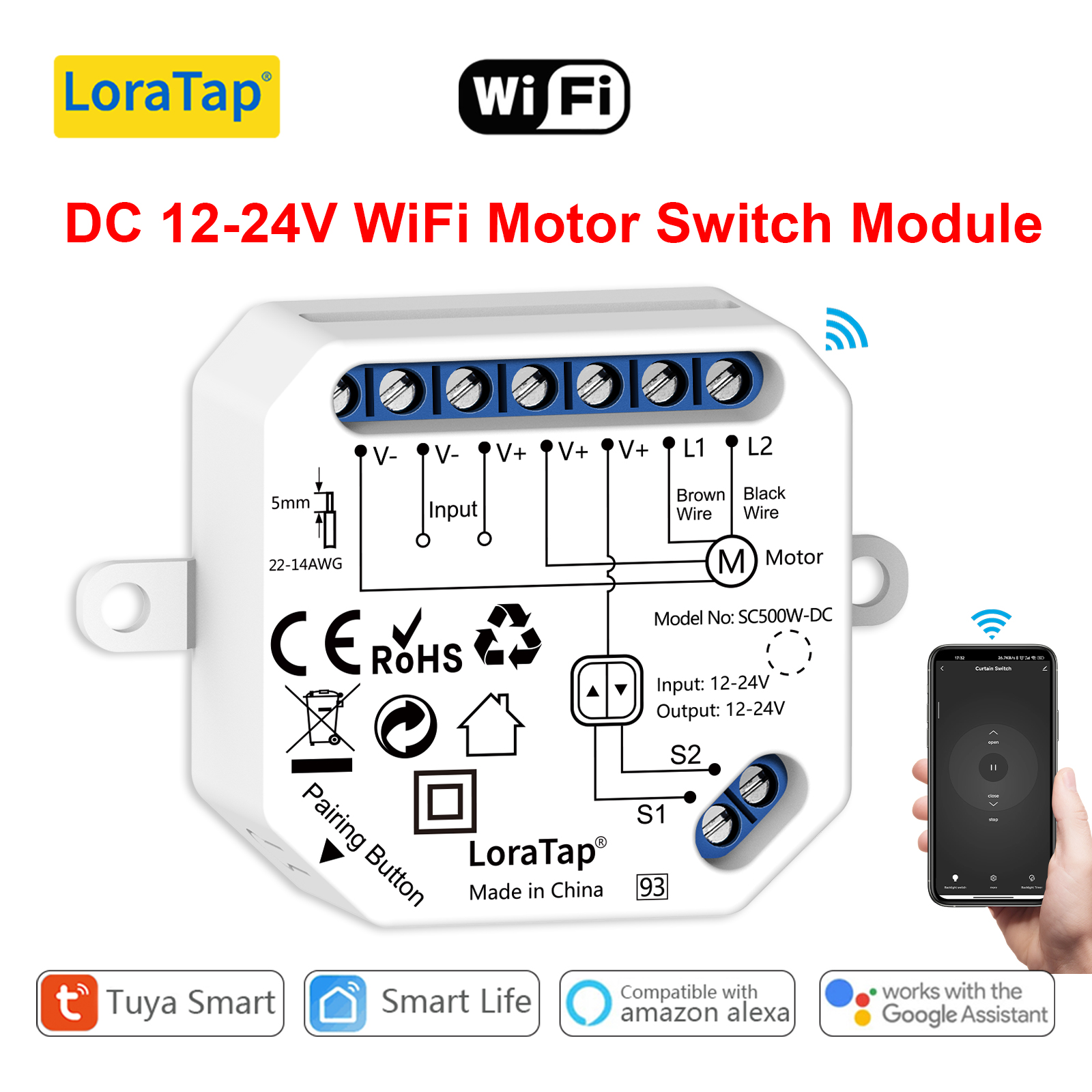 Módulo Inteligente WiFi Tuya Para Cortinas, Doble Motor De 2 Velocidades, Compatible Con Smart Life, Para Persianas Y Toldos